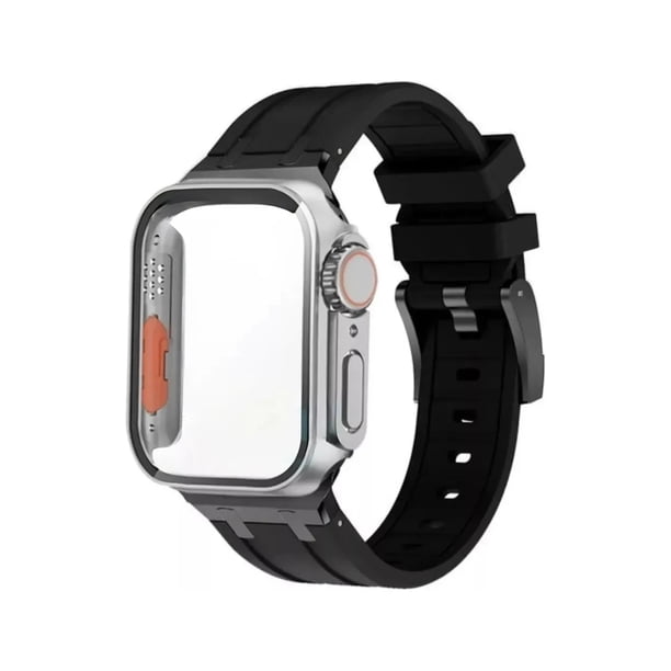 Correa De Lujo Compatible con Apple Watch Silicon Suave, Apariencia Ultra + CASE, 42/44/45/mm