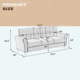 thumbnail image 7 of 3 Seater Sofa Couch, Linen Fabric Sofa w/ Thick Cushion and Deep Seat, Mid-Century Modern Upholstered Accent Arm Sofa for Living Room, Bedroom, Office, Apartment, Small Space, Light Grey, 7 of 7