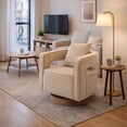 thumbnail image 5 of GOMYHOME 29" Swivel Accent Chair, Linen Blend Upholstered Lounge Chair with Wood Base, Beige, 5 of 10