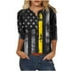 thumbnail image 1 of Camiseta Casual Suelta Del Botón Impreso Del Día de la Independencia de la Mujer de Manga Superior de 3/4 para el Hogar Y el Uso Diario, 1 of 4