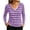 Purple, variant on Womens Contrast Trim Striped V Neck Long Sleeve Tops Soft Stretchy Slim Fit Casual Tees Basic Versatile Everyday Daily Travel Shirts (Purple,S)