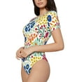 thumbnail image 2 of Naloa Cartoon Flowers Women's Short-Sleeved Onesie, One-Piece Swimsuit for Parties, dates, clubs - Large, 2 of 9
