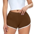thumbnail image 2 of Bmisegm Womens Athletic Shorts Color Block Fashion Running Stretch Tight Yoga Sports Running Shorts for Women Brown M, 2 of 5