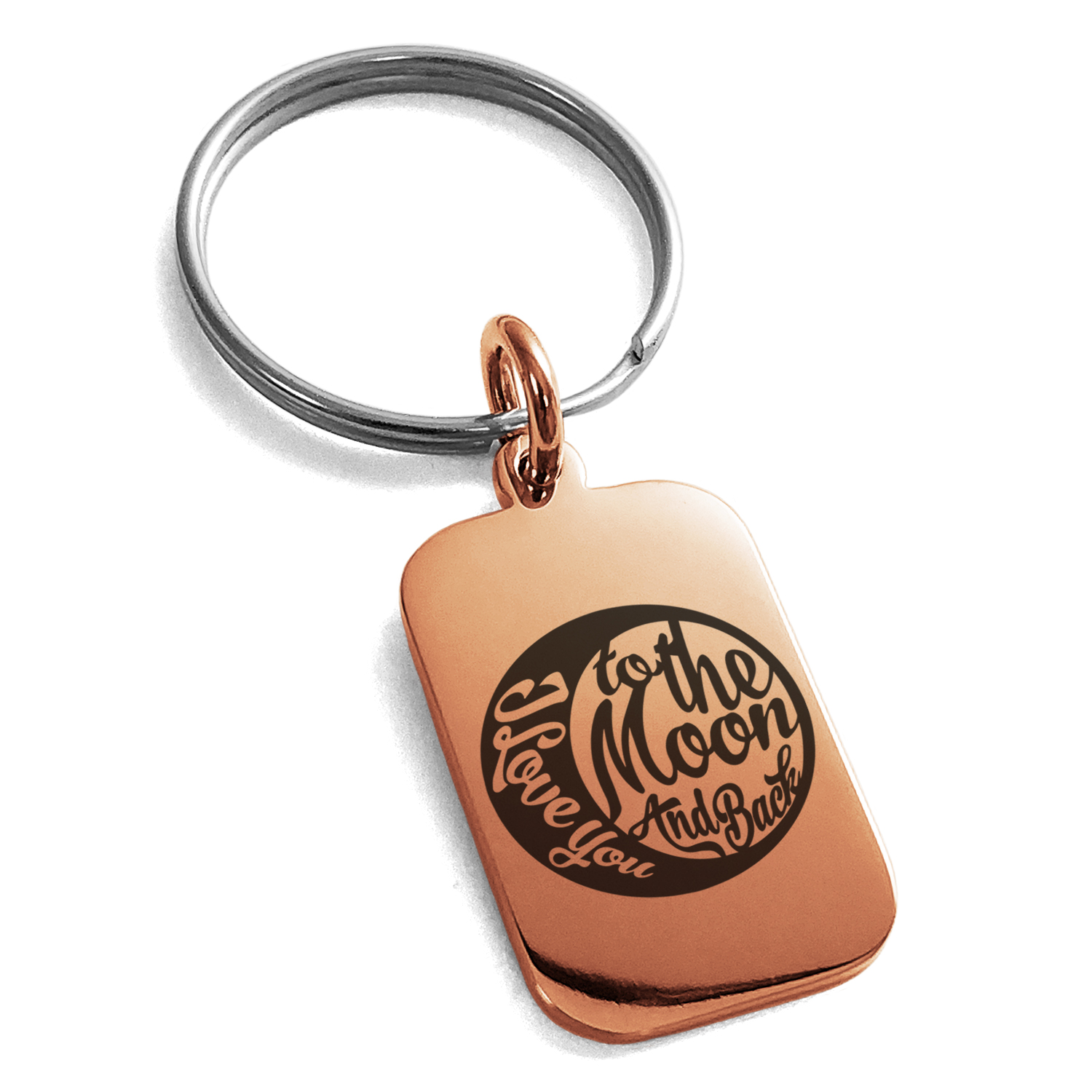 Tecreo Portachiavi Personalizzato Con Frase 'Love You To The Moon And Back' - Regalo In Acciaio Inox Per Fidanzato, Fidanzata, Figlio O Figlia - Argento