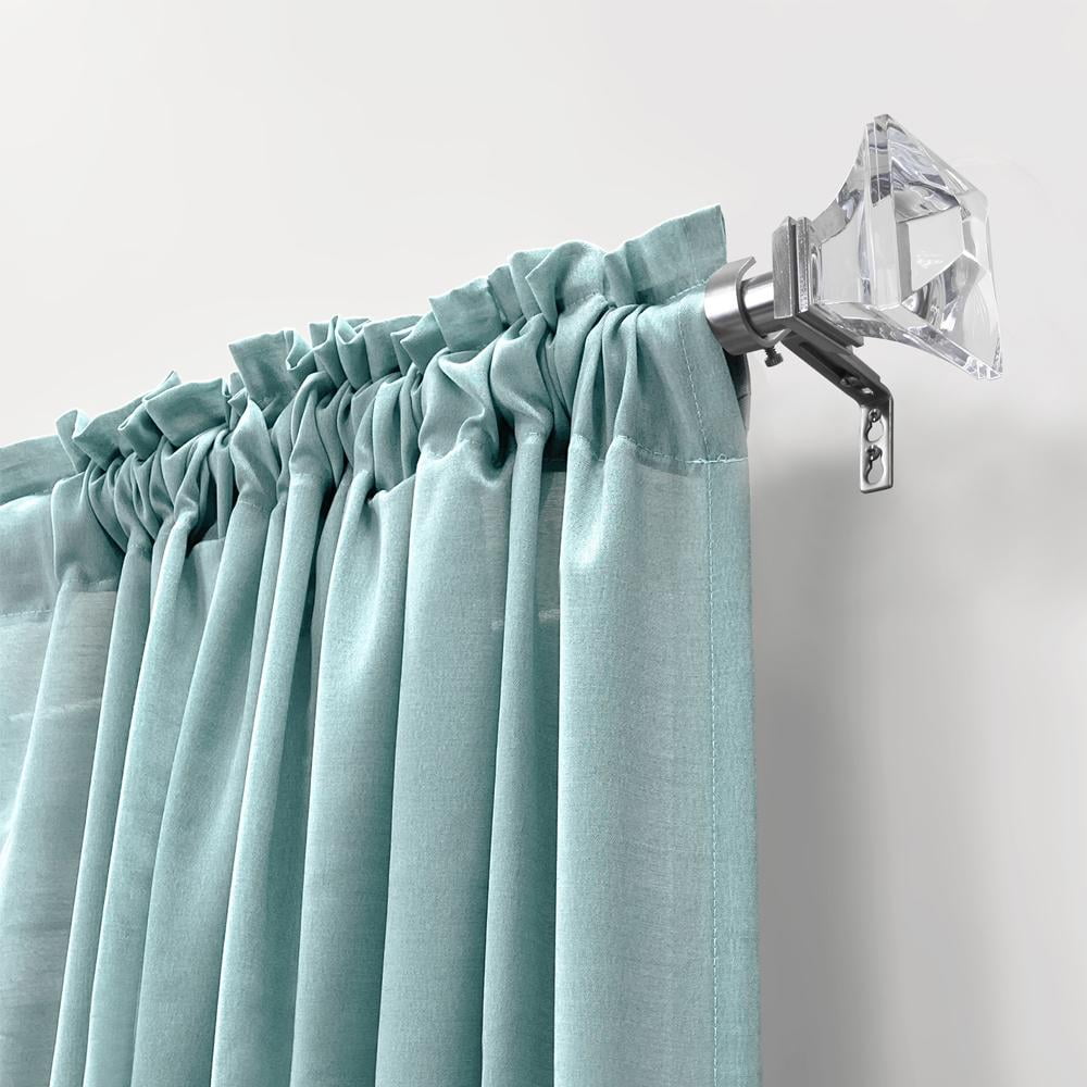 Lumi 1" Brushed Nickel Acrylic Square Single Curtain Rod, 36-72"