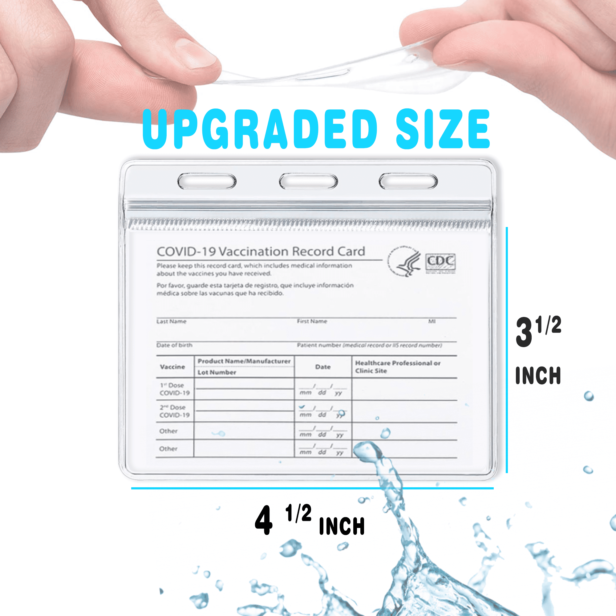 6PCS CDC Vaccination Card Protector 4 X 3 Inches Immunization Record Vaccine Card Cover Holder Clear Vinyl Waterproof Reusable Plastic Sleeve for Event Travel and Specialist ID 6