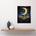 thumbnail image 2 of Golden City in the Clouds Surreal Artwork Blue Gold Crescent Moon Starry Night Fairytale Art Print Framed Poster Wall Decor 12x16 inch, 2 of 5