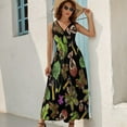 thumbnail image 5 of Carnivorous Plants Black Background Dress Summer Street Style Bohemia Long Dresses Female Sleeveless Printed Maxi Dress, 5 of 9