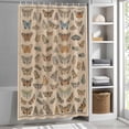 thumbnail image 6 of Vintage Butterflies Shower Curtain Set, Waterproof Shower Curtains for Bathroom, Retro Animal Biological Atlas Brown Washable Fabric Cloth Bath Curtain for Bathtub Decoration with Hooks 72x78 Inches, 6 of 9