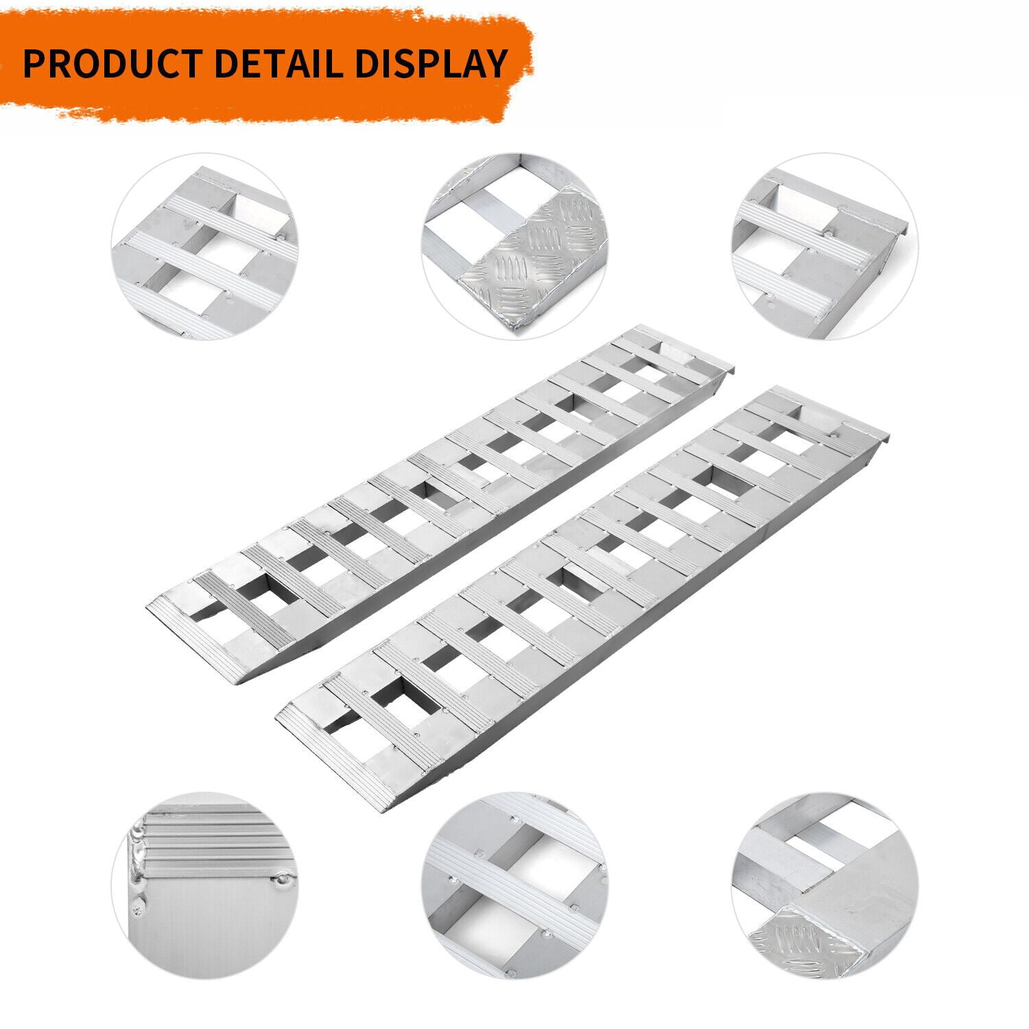 RVNI 2X 6000lbs 72" x 15" Trailer Ramps for Car ATV Truck Auto & Hook Ends Aluminum