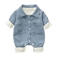 thumbnail image 3 of Umfun Baby Corduroy Collared Romper - Warm Button Down One-Piece Jumpsuit with Flap Pockets and Cuffed Sleeves Trendy Fall Winter Outfit for Infant Boys Girls, 3 of 9