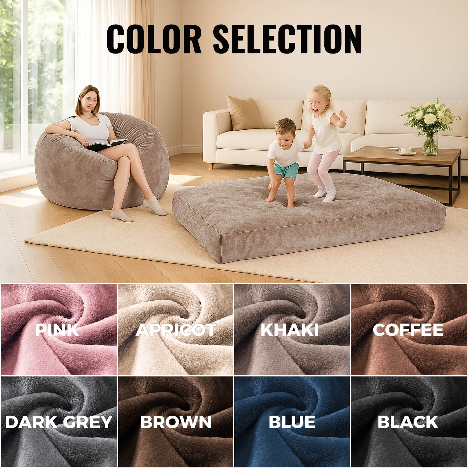 Bean Bag Chair,Convertible Bean Bag Chair Bed Giant Bean Bag Chairs for Adults Memory Foam Bean Bag Bed for Adults Bean Bags Chair that Turns into Bed