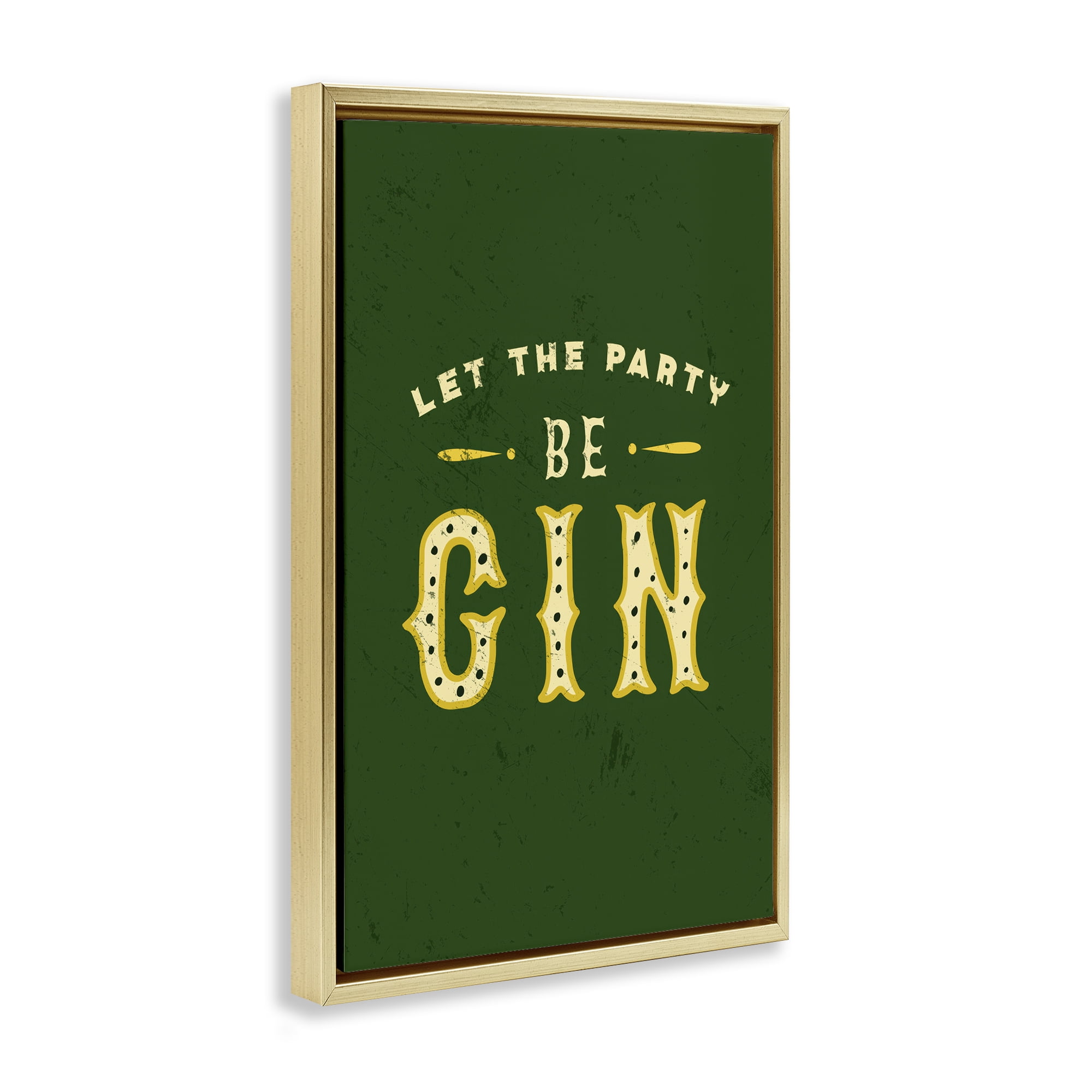 Stupell Industries Let Party Be Gin Pun Food & Beverage Painting Gold Floater Framed Canvas Art Print Wall Art, 21 x 31