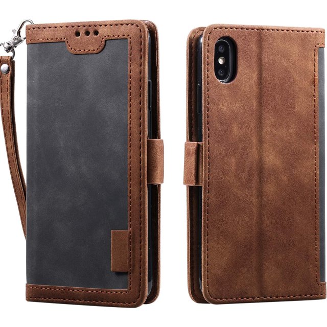 Étui pour iPhone 13 Pro, Type Notebook Populaire Rétro en Cuir Véritable Miroir de Maquillage Charge Sans Fil Luxe Protection Complète, Deux Couches Structure Fente pour Carte, Amplificateur-Noir