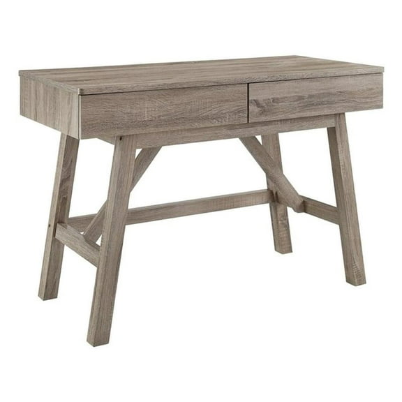 Allora 2-Drawer Small Transitional Wood Space Desk in Gray Wash