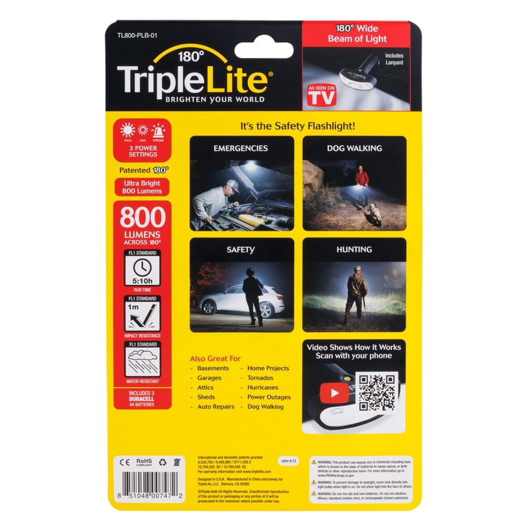 TripleLite, LED Strobe Flashlight, TL800, 180° Wide Beam with