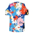 thumbnail image 6 of Women's Summer Trendy Tops Floral Printed Cold Shoulder Tunic Tee Shirt V Neck Short Sleeve Casual Blouses Beach Outfits (S, Blue), 6 of 7