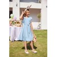 thumbnail image 3 of Vestido Arshiner para niñas, azul claro, dobladillo con volantes, tallas 10-12, 3 of 6