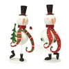 Set of 2 White and Red Iron Bobblehead Snowmen Christmas Figures 21"