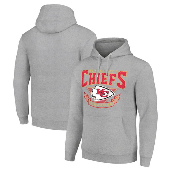 Men's Starter Heather Gray Kansas City Chiefs -80s Inspired Pullover Hoodie