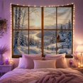 thumbnail image 2 of Winter Cabin within Mountain Valley with Birch Trees and River, Serene Rustic for Nature Lovers, Alpine Landscape Decor, Christmas Gift, Tapestry Wall Hanging for Den and Bedroom, 2 of 7