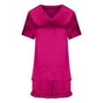 thumbnail image 7 of Yuncity Women Pajama Sets 2 Piece Short Sleeve Crew Neck Silk Satin Sleepwear Loungewear Soft Comfortable Breathable Pjs S-Xxl, 7 of 7