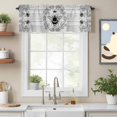 thumbnail image 2 of Vintage Crown Bee Valance Curtain Classical Floral Texture Grey Wood Grain Window Valances Rod Pocket Short Curtains Window Treatments for Kitchen Bedroom Bathroom Laundry 42" x 18", 2 of 9