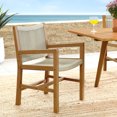 thumbnail image 2 of Dining Side Chair Armchair, Set of 2, Natural Brown, Teak Wood, Outdoor Patio Balcony Cafe Bistro Garden Hospitality Restaurant, Modern Contemporary, HB37066, 2 of 10