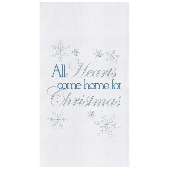 Home for Christmas Embroidered 100% Cotton Flour Sack Dishtowel