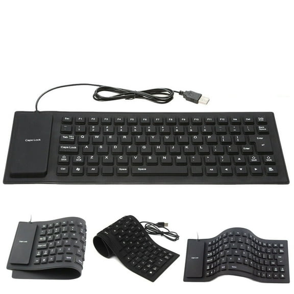 Waterproof Silicone Foldable Flexible USB Keyboard, Dustproof Roll-Up Silent Full-Size Design for Computer, Laptop, PC