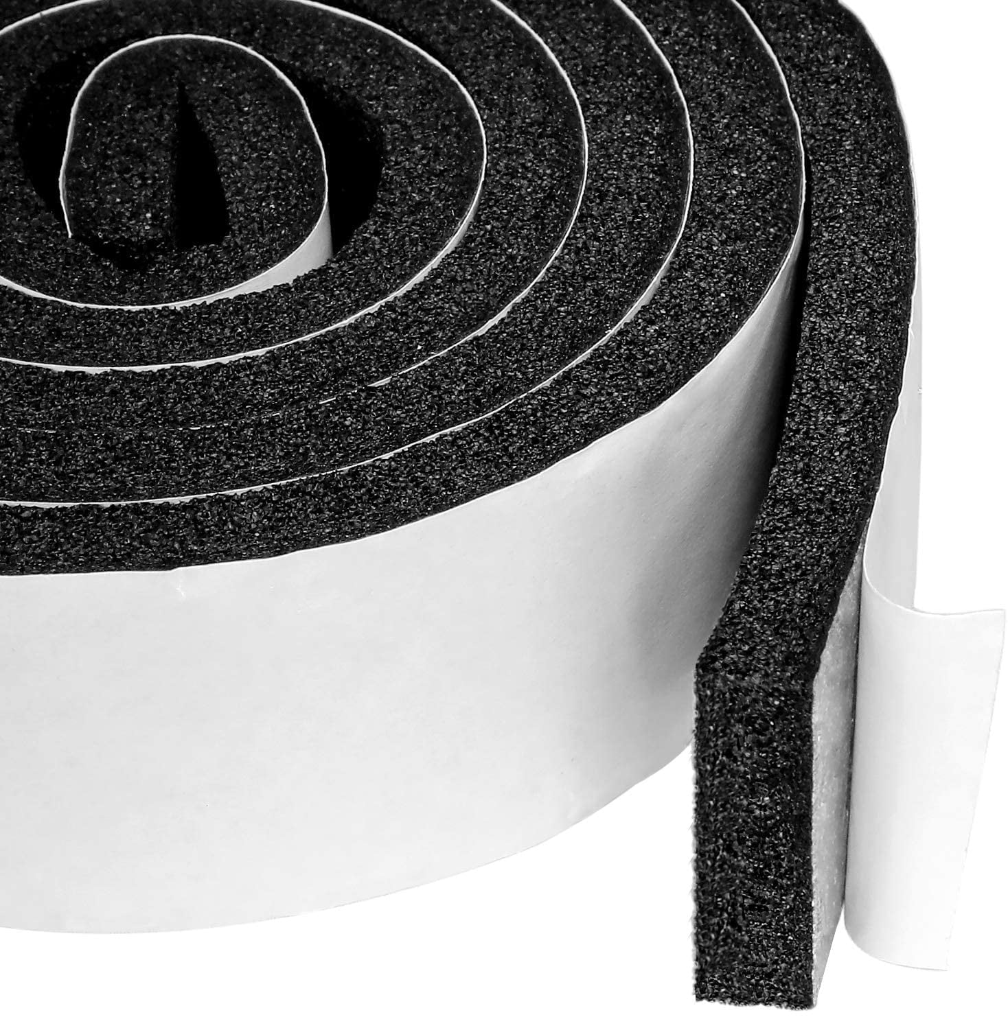 High Density Neoprene Rubber Foam weather strips with Adhesive Total 13 Ft Length, 2 Rolls of 6.5 Ft Each Foam Seal Tape 1 inch W x 3/4 inch T 