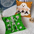 thumbnail image 2 of Set of 4 Halloween Skeleton Boo Cushion Covers, 18" x 18" Sofa Decorative Pillow Case, Halloween Decoration, Indoor Outdoor Decorative Pillow Case, 2 of 5