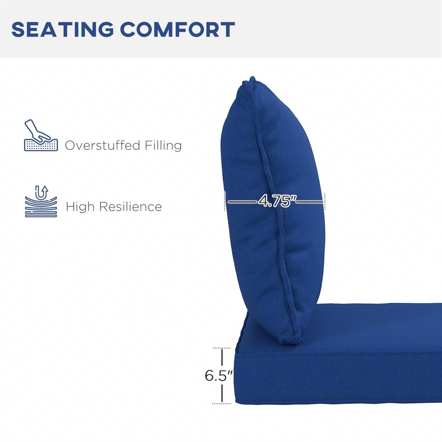Demi Bonn 4 Pieces Outdoor Seating Cushions, Patio Chair Cushions with Seat & Backrest, Fade Resistant Seat Replacement Cushion Set, Blue