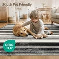 thumbnail image 4 of ODIKA Vintage Distressed Pinstripe Block Border Farmhouse Even Striped Flowing Dynamic Non-Slip Low Profile for Hallway, Study Room, Playroom, 4 of 7