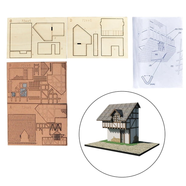 Zxpjkyu Maison En Bois, Jouets éducatifs pour Maquettes de Maisons En Bois, Maquettes de Maisons à L'échelle 1/72 pour La Décoration de Sable, Design, b