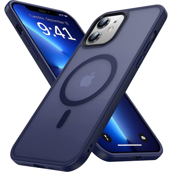 Strong Magnetic for iPhone 12 Case/iPhone 12 Pro Case [Compatible with Magsafe][Military Grade Drop Protection] Protective Shockproof Translucent Slim Phone Case for iPhone 12/12 Pro, Navy Blue