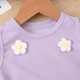 thumbnail image 5 of Conjunto de camiseta sin mangas con cuello redondo para niña, vestido sin mangas con botones finos para niña, falda francesa ceñida con cintura fruncida y volantes, conjunto de poliéster para niña, 5 of 9