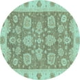 thumbnail image 1 of Ahgly Company Machine Washable Indoor Round Abstract Light Blue Modern Area Rugs, 3' Round, 1 of 4