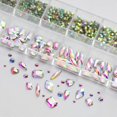 thumbnail image 2 of 1101Pcs Holographic Color Nail Rhinestones for Nail Art Shiny Crystal AB Nail Diamonds Gems Stones 3D Flat Back Multi Size Shape Nail, 2 of 4