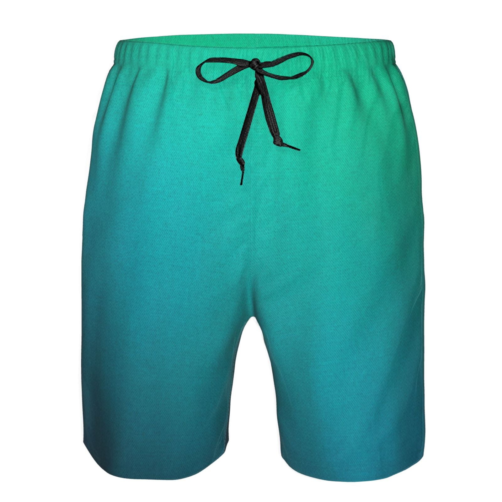 Vsdgher Green Turquoise Teal Men's Beach Shorts, Surfing shorts, Swim trunks, Quick Dry Swim Trunks for Surfing Beach Fun -3X-Large