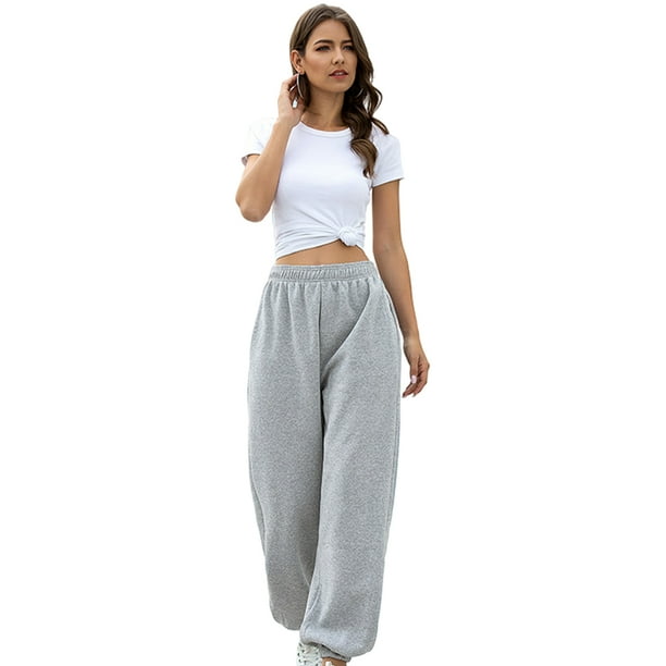 Moda Outfits Con Jogger Gris Mujer Mujer Pantalones Holgados