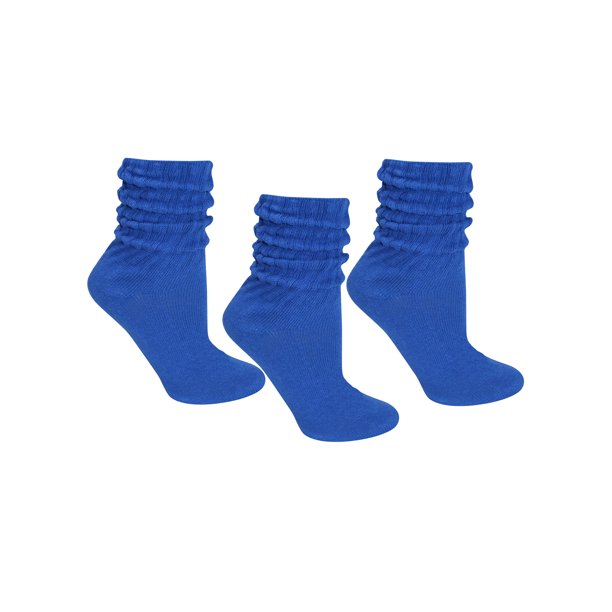 Luxury Divas - Royal Blue All Cotton 3 Pack Knit Slouch Socks - Walmart ...