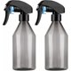 thumbnail image 1 of Paquete de 2 botellas de spray de plástico vacías de 300 ml, pulverizador de niebla sin BPA para plantas acuáticas rellenable, para soluciones de limpieza, jardinería, cabello (negro) -, 1 of 5