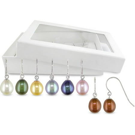 7-8mm Multi-colored Cultured Freshwater Button Pearl Hook Earrings, Set of 7