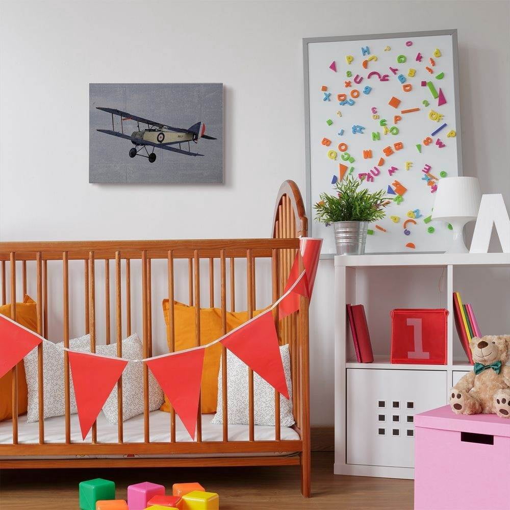 The Kids Room by Stupell Kids Military Plane Blue Design Super Canvas Wall Art by Daphne Polselli