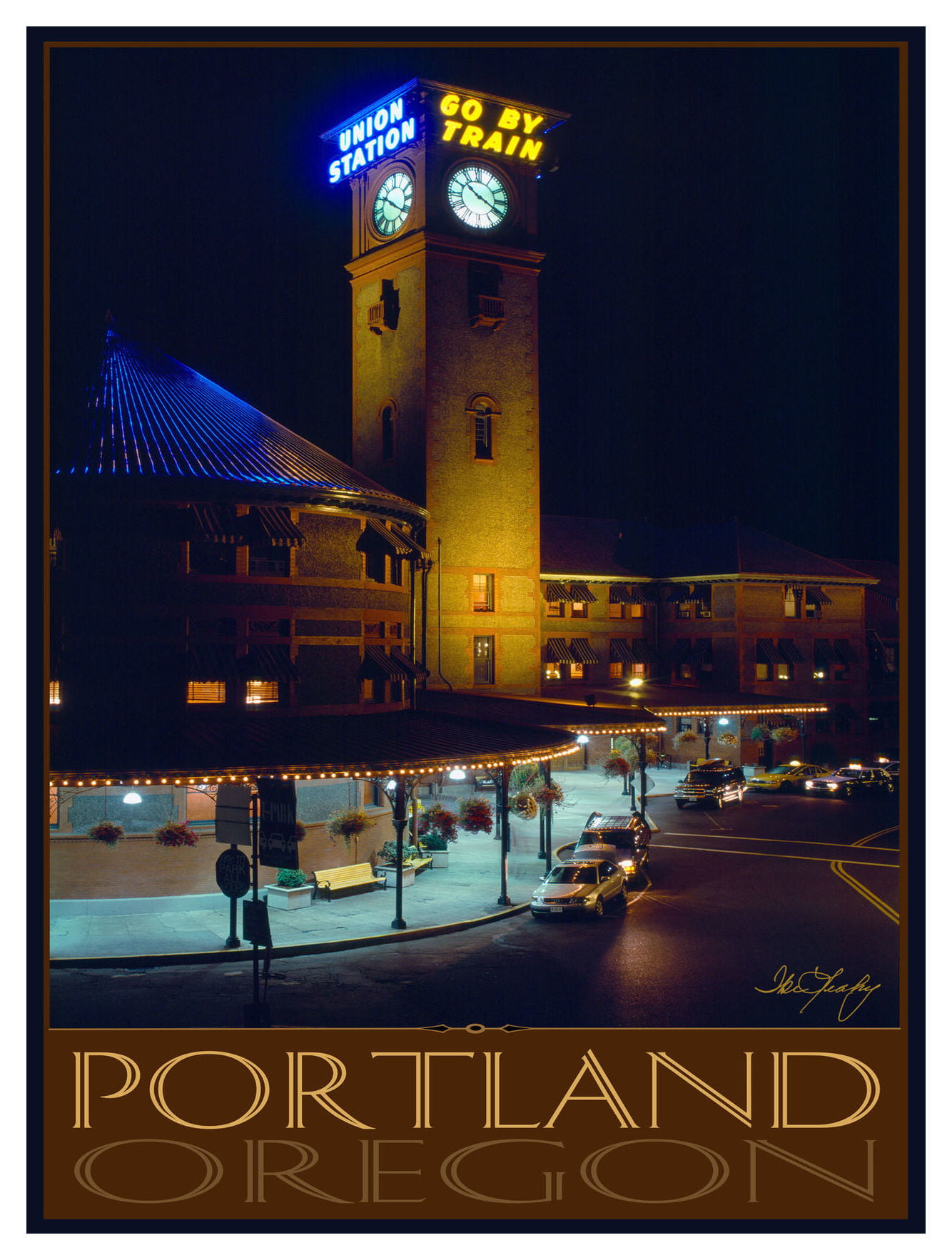 Clock Tower at Union Station Portland Oregon Photo Art Print Poster 18x12 inch