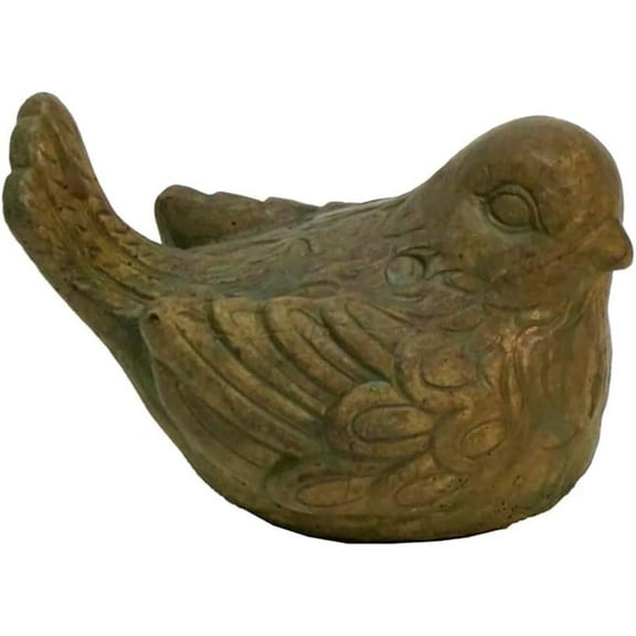 Solid Rock Stoneworks Birds Feathers Up Concrete Statue, 4" Tall - Brushed Moss