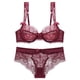 thumbnail image 1 of Gibobby Conjunto de lencería de encaje Conjunto de sujetador de encaje sin cojín, sexy, transparente, delgado, de lencería para mujer(Rojo, 75B), 1 of 3