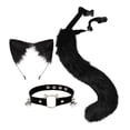 thumbnail image 2 of 3x conjunto de orejas y cola de de peluche para mujeres y niñas, negro, 2 of 6