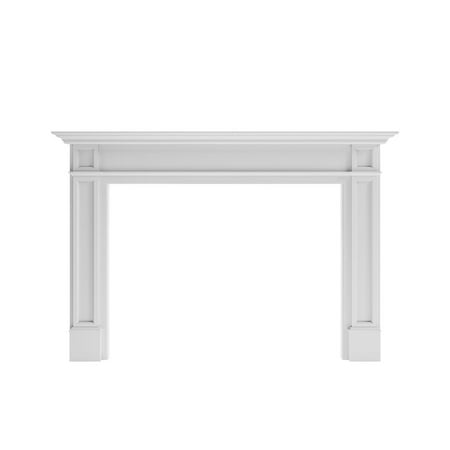 

Modern Ember Lenwood Traditional Wood Fireplace Mantel Surround Kit White 48 Inch Opening | Classic Design Tiered Picture Frame Molding